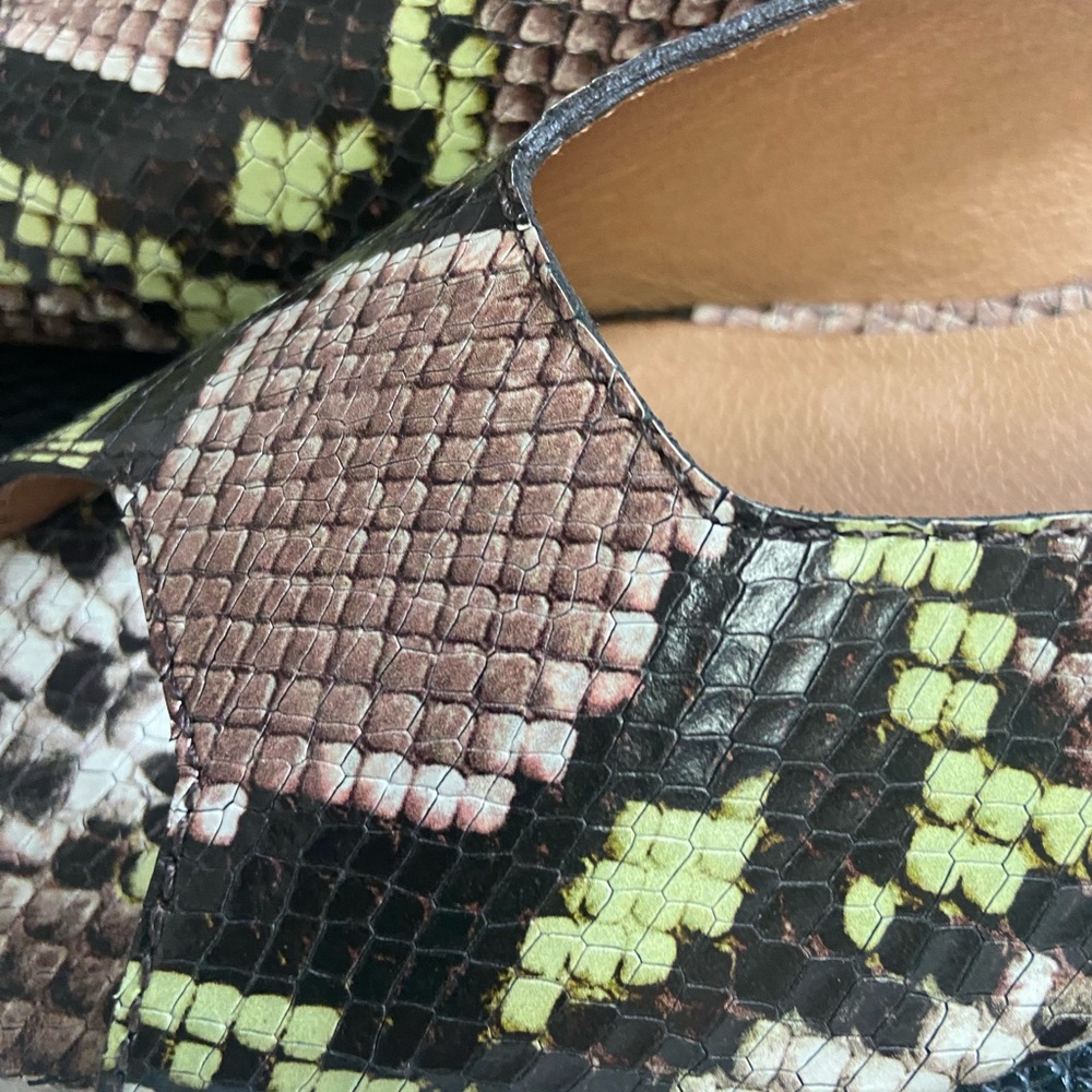 Madewell Snake Print Peep Toe Mules Sz 7 - Picture 6 of 8